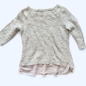 Roz & Ali Cream Crew Neck Sweater with Cozy Texture